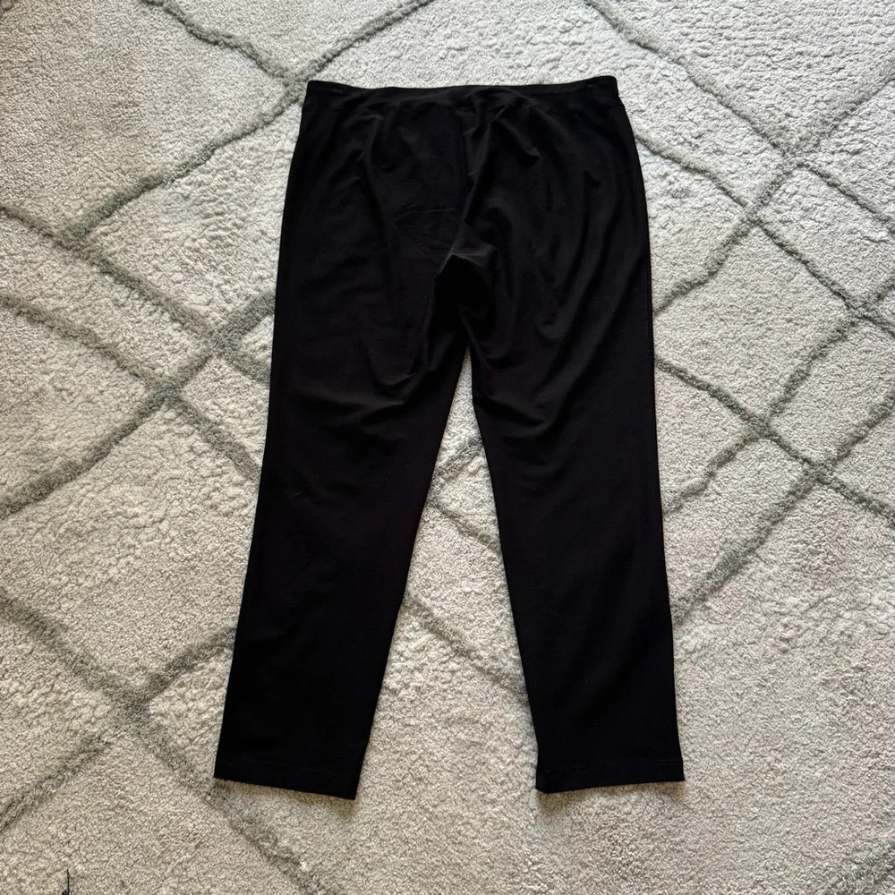 Eileen Fisher black knit pull on pants stretchy  large